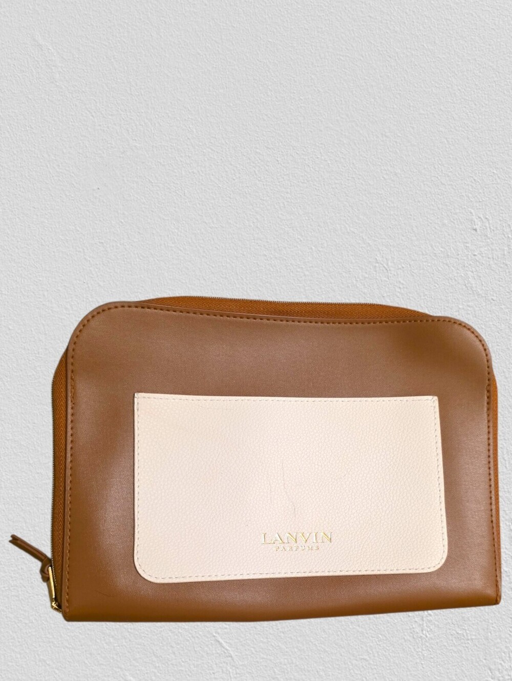 Lanvin Parfums Turkish Airlines Brown Cream Travel Amenity Case Luxury Pouch
